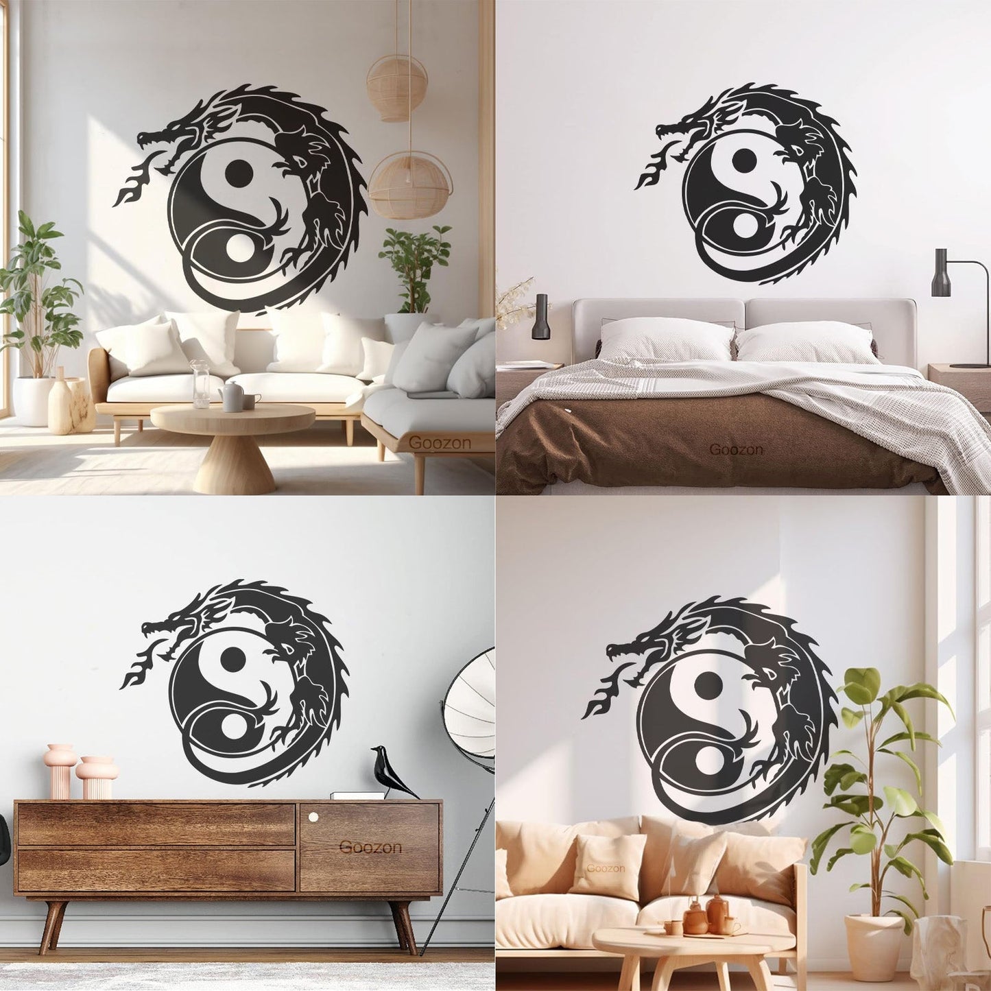 Wall Decals Zen Yin Yang Symbol Asian Dragon Fantasy Do Not Damage The Wall Surface