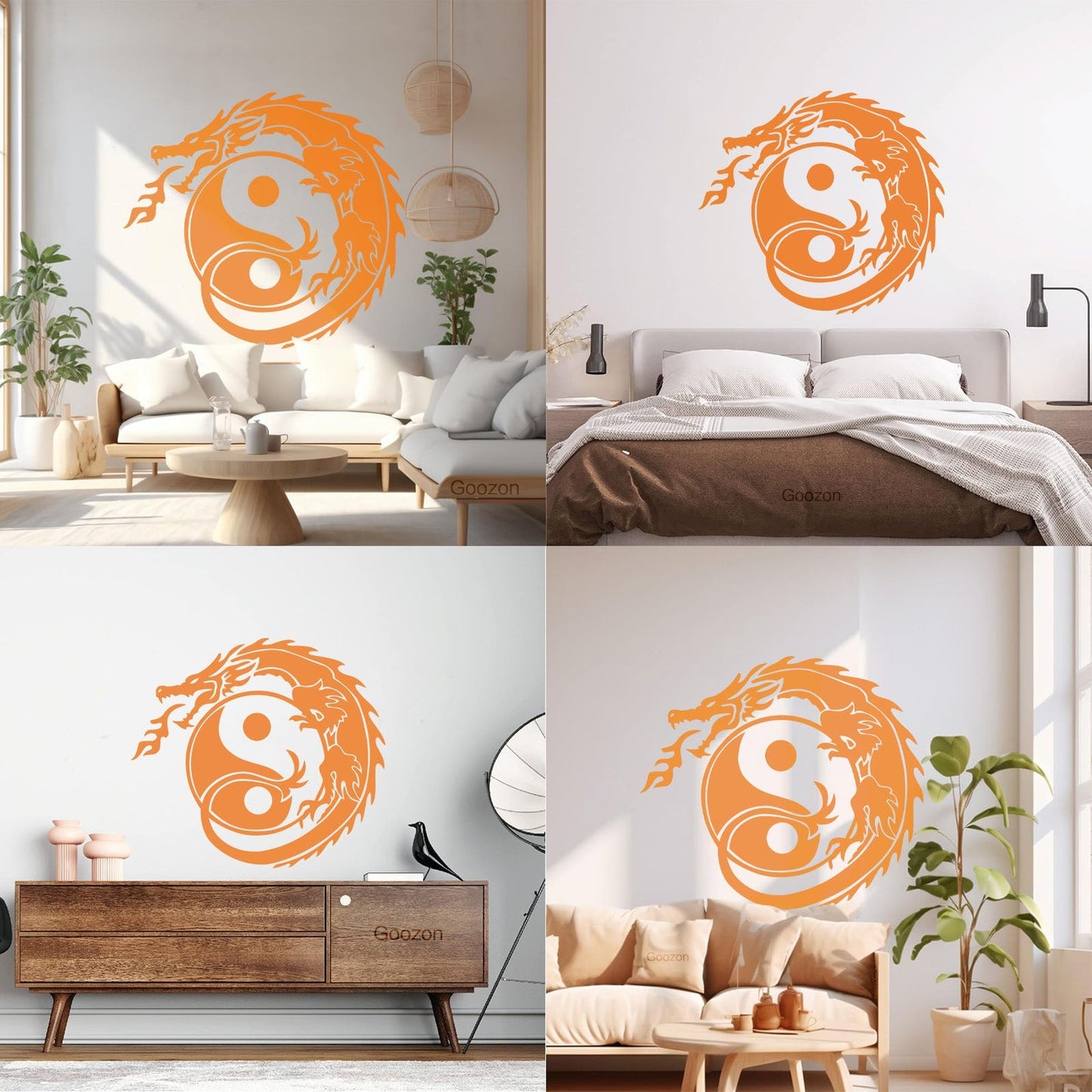 Wall Decals Zen Yin Yang Symbol Asian Dragon Fantasy Do Not Damage The Wall Surface