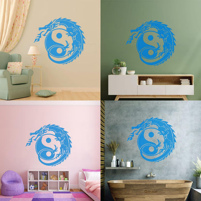 Wall Decals Zen Yin Yang Symbol Asian Dragon Fantasy Do Not Damage The Wall Surface