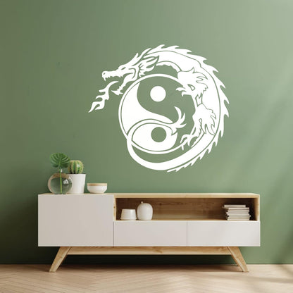 Wall Decals Zen Yin Yang Symbol Asian Dragon Fantasy Do Not Damage The Wall Surface