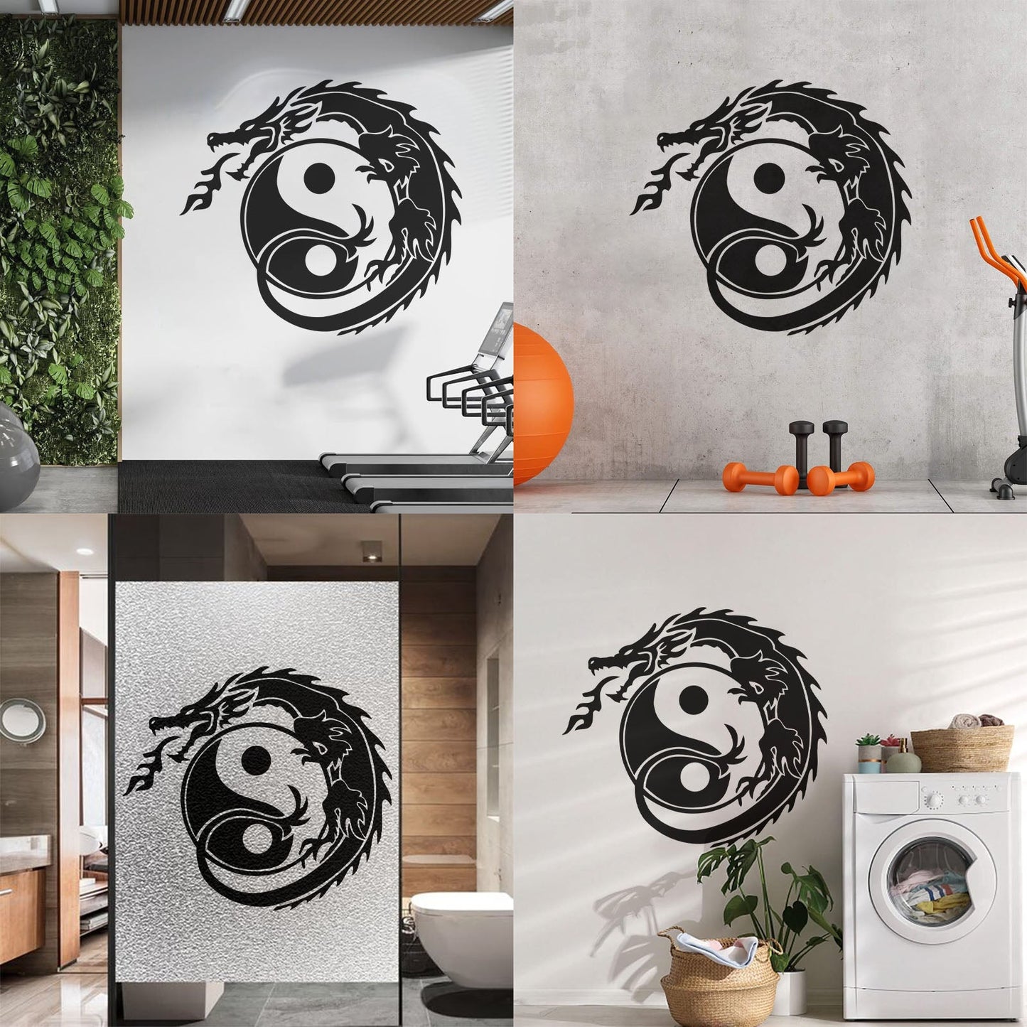 Wall Decals Zen Yin Yang Symbol Asian Dragon Fantasy Do Not Damage The Wall Surface