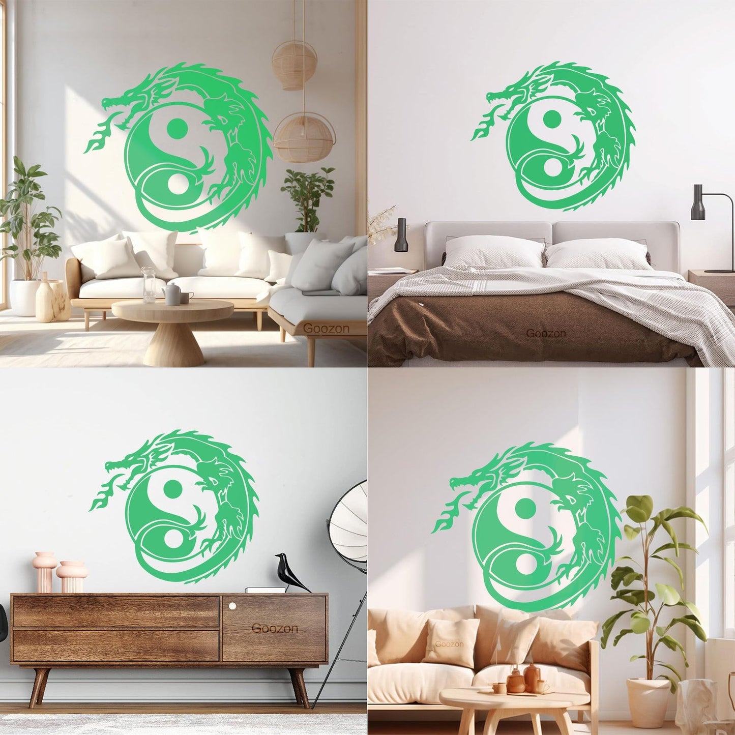 Wall Decals Zen Yin Yang Symbol Asian Dragon Fantasy Do Not Damage The Wall Surface