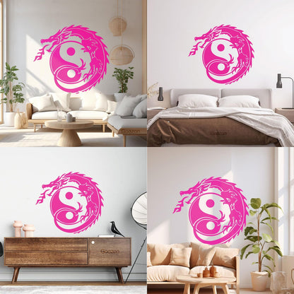 Wall Decals Zen Yin Yang Symbol Asian Dragon Fantasy Do Not Damage The Wall Surface