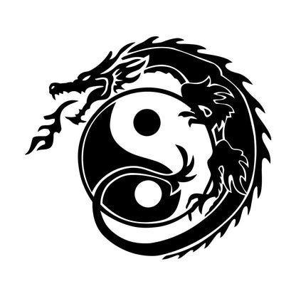 Wall Decals Zen Yin Yang Symbol Asian Dragon Fantasy Do Not Damage The Wall Surface