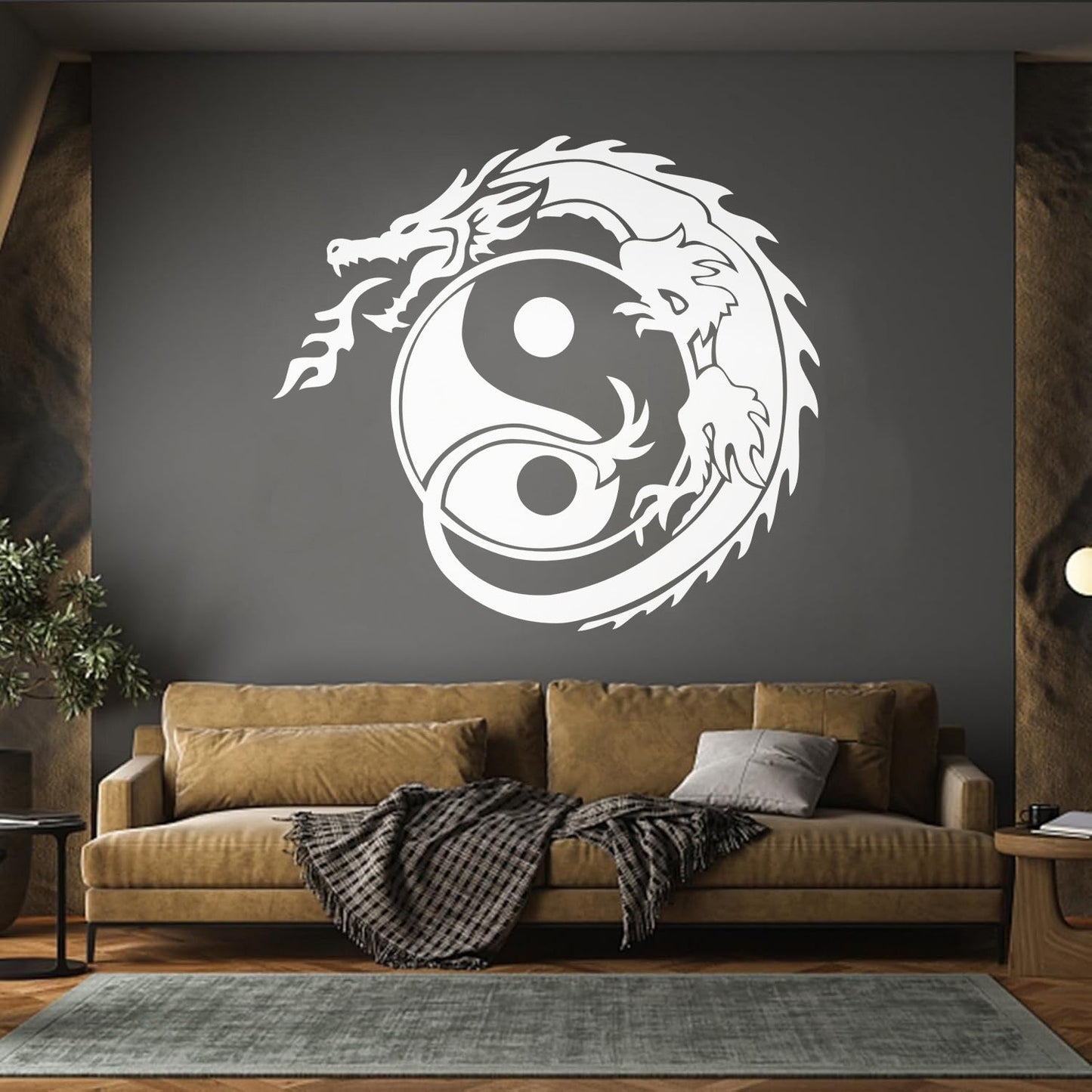 Wall Decals Zen Yin Yang Symbol Asian Dragon Fantasy Do Not Damage The Wall Surface