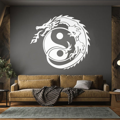 Wall Decals Zen Yin Yang Symbol Asian Dragon Fantasy Do Not Damage The Wall Surface