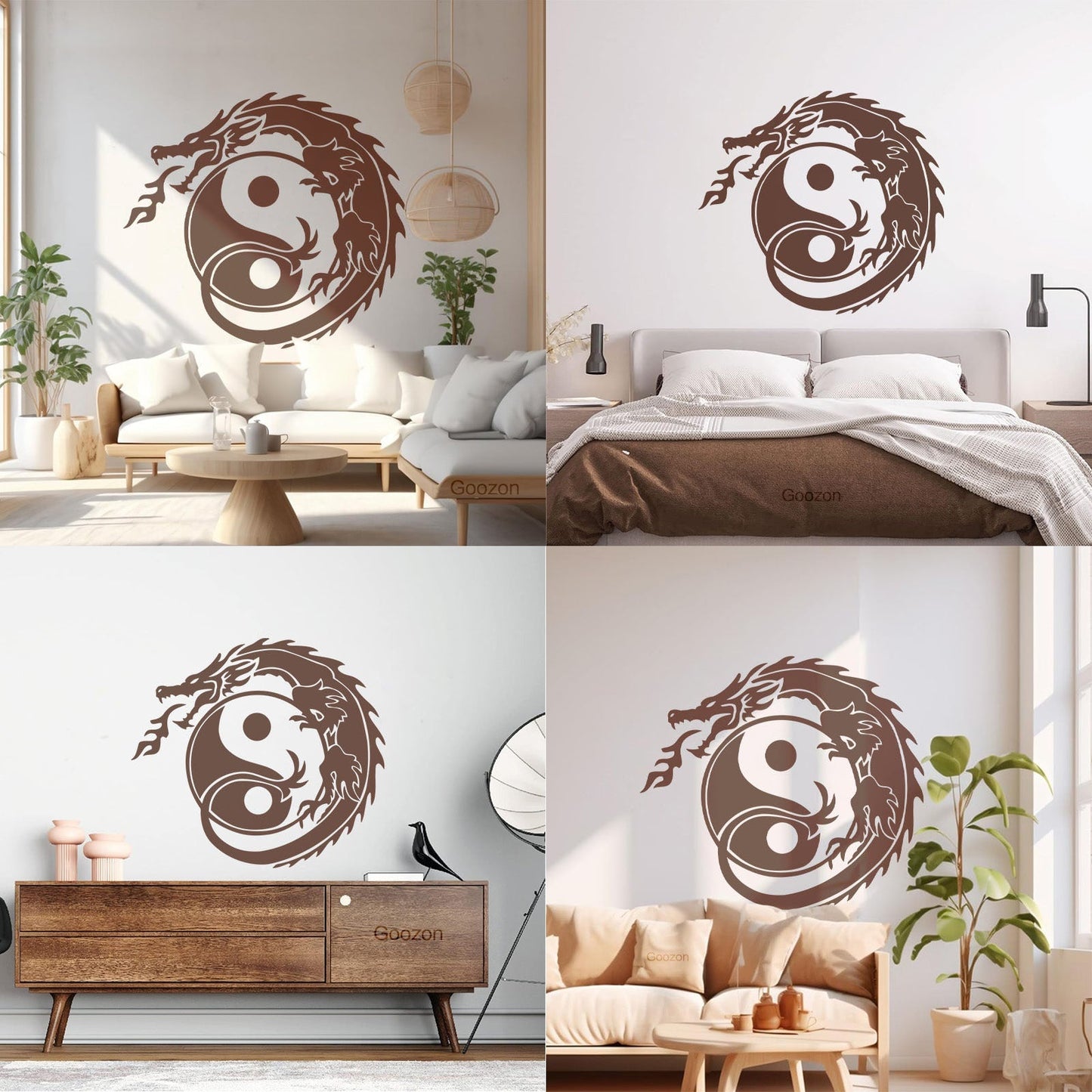 Wall Decals Zen Yin Yang Symbol Asian Dragon Fantasy Do Not Damage The Wall Surface