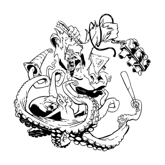 Vinyl Wall Decals Battle Fantasy Animals Monkey Gorilla Octopus Grasping Rabies Multi Color Selection