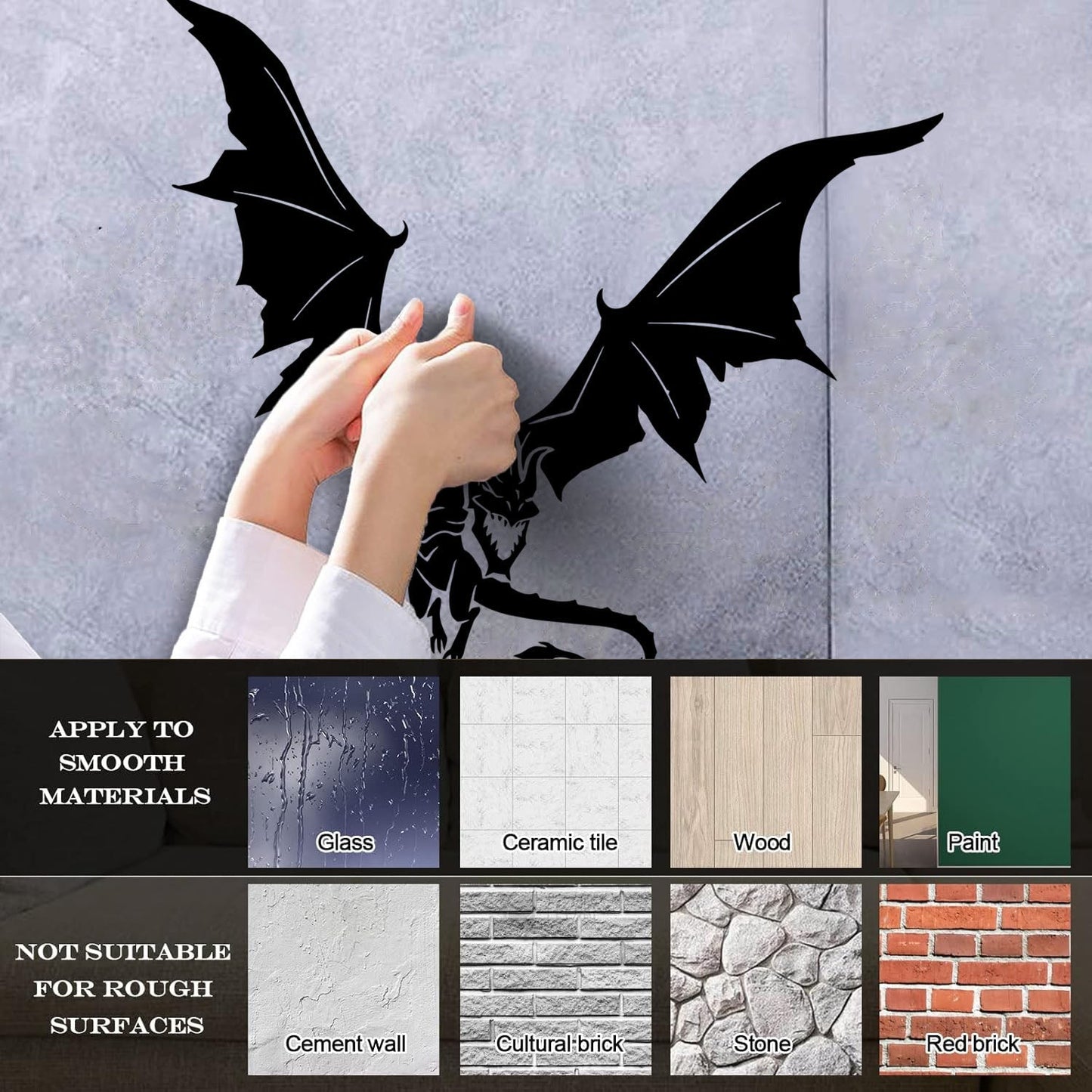 Mural And Wall Vinyl Decal Dragon Tale Fantasy Monster Flying Easy Installation