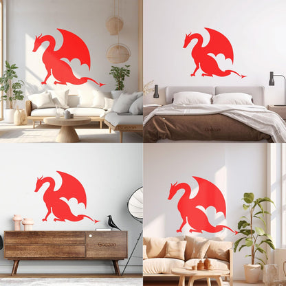 Wall Stickers Paster Paper Dragon Tale Monster Fire Breathing Fantasy Art Mural Painting