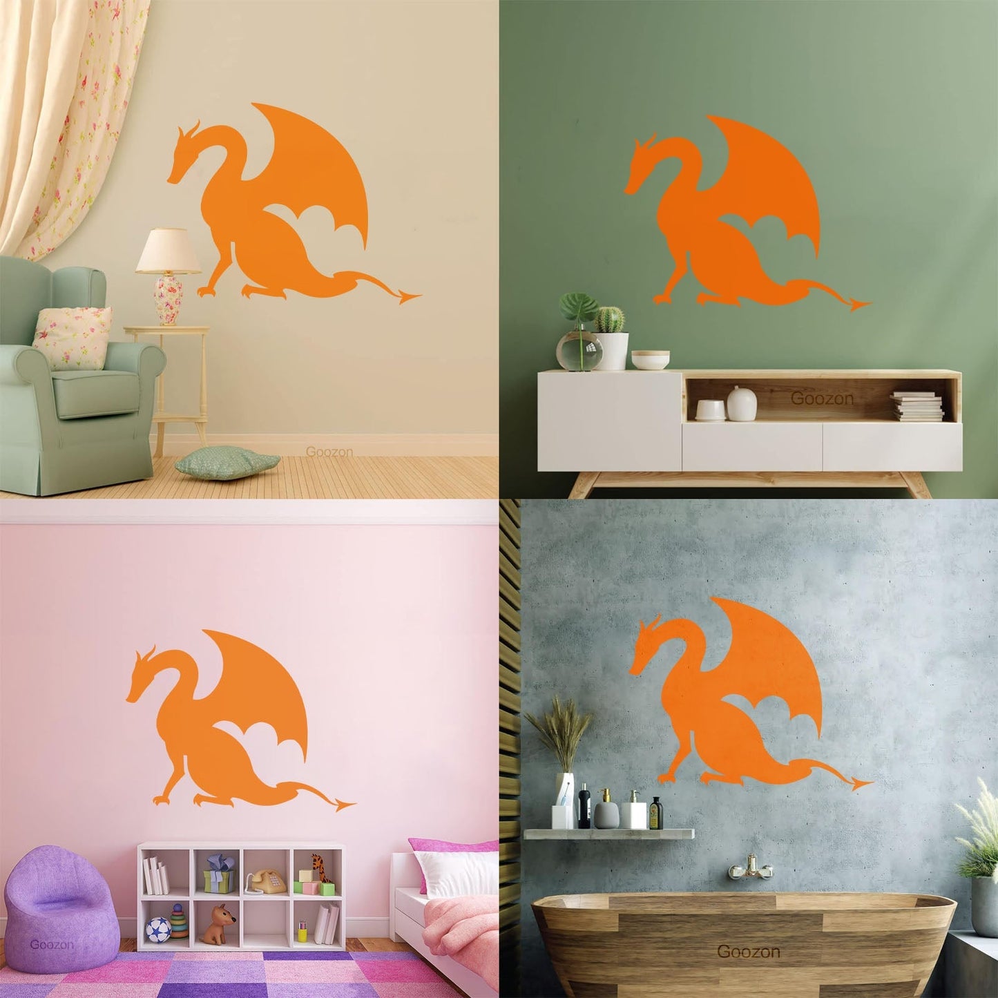 Wall Stickers Paster Paper Dragon Tale Monster Fire Breathing Fantasy Art Mural Painting