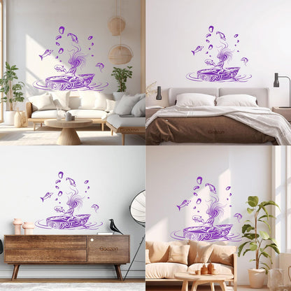 Vinyl Art Sticker Girl Fantasy Fish Dream Fairtale Water Boat Can Modify And Add Information