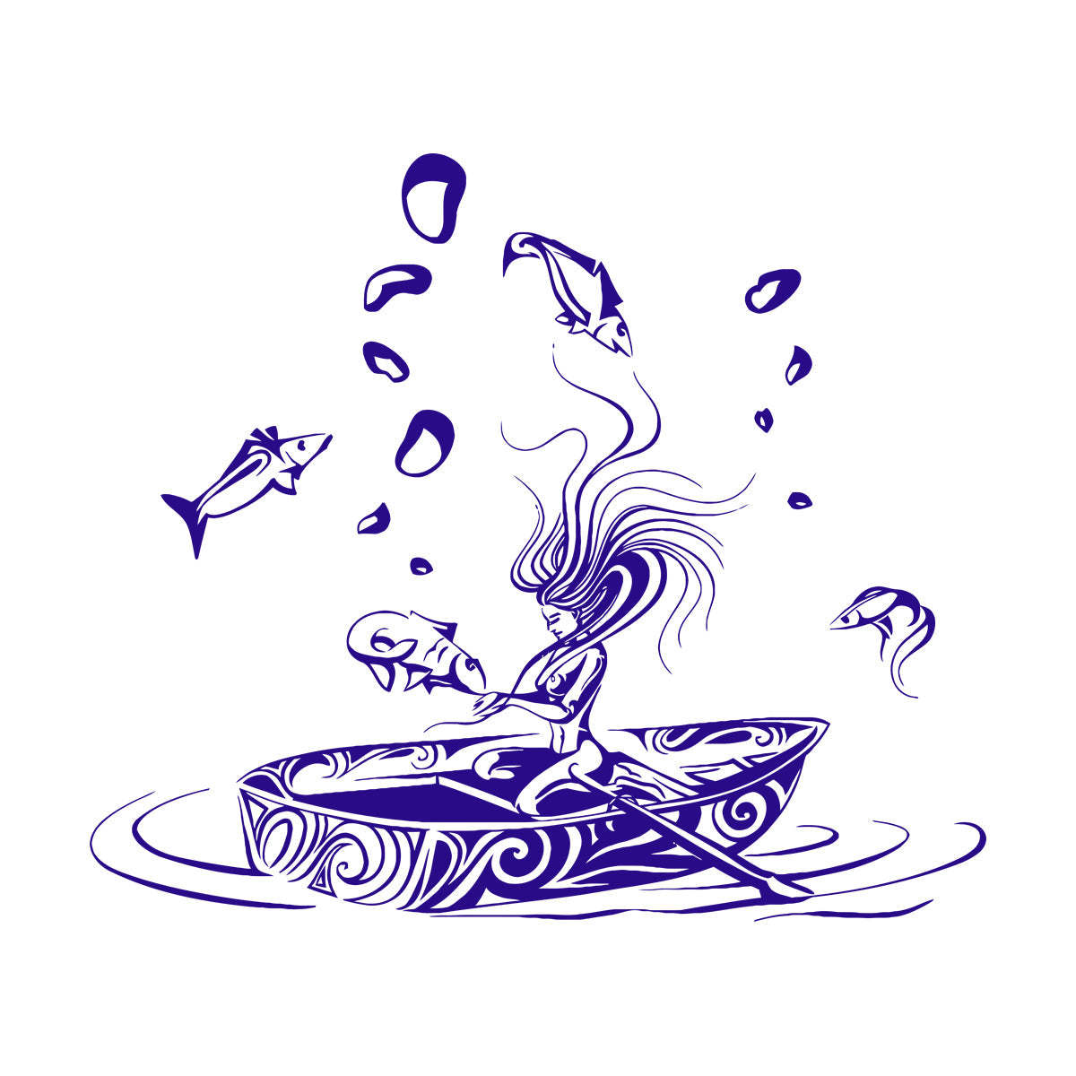 Vinyl Art Sticker Girl Fantasy Fish Dream Fairtale Water Boat Can Modify And Add Information