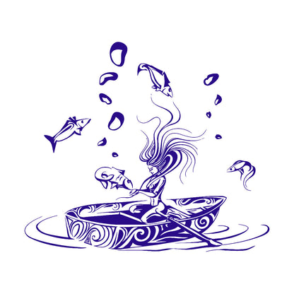 Vinyl Art Sticker Girl Fantasy Fish Dream Fairtale Water Boat Can Modify And Add Information