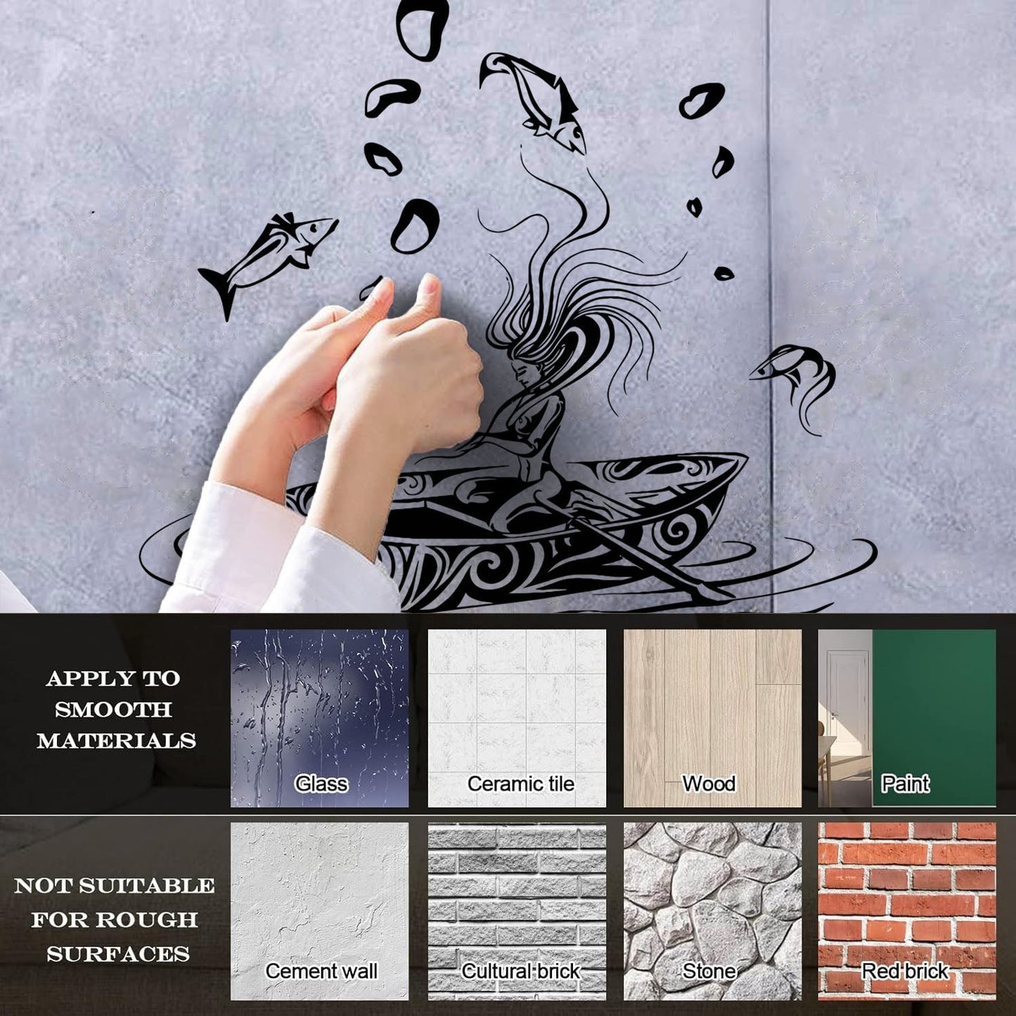 Vinyl Art Sticker Girl Fantasy Fish Dream Fairtale Water Boat Can Modify And Add Information