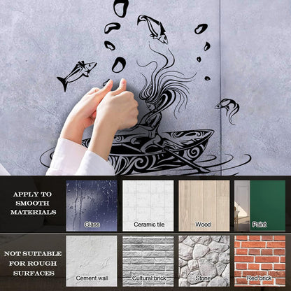 Vinyl Art Sticker Girl Fantasy Fish Dream Fairtale Water Boat Can Modify And Add Information