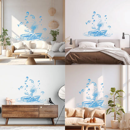 Vinyl Art Sticker Girl Fantasy Fish Dream Fairtale Water Boat Can Modify And Add Information