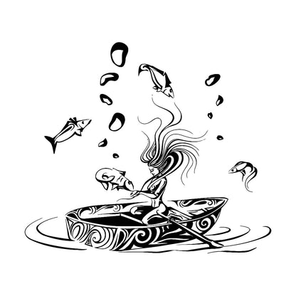 Vinyl Art Sticker Girl Fantasy Fish Dream Fairtale Water Boat Can Modify And Add Information