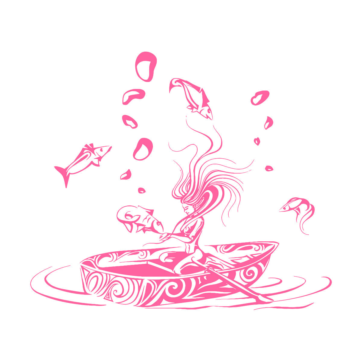 Vinyl Art Sticker Girl Fantasy Fish Dream Fairtale Water Boat Can Modify And Add Information