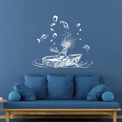 Vinyl Art Sticker Girl Fantasy Fish Dream Fairtale Water Boat Can Modify And Add Information