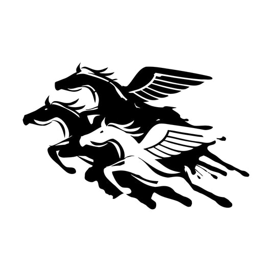 Lettering Stickers Horses Pegasus Birds Flying Wings Fantasy Window Decals