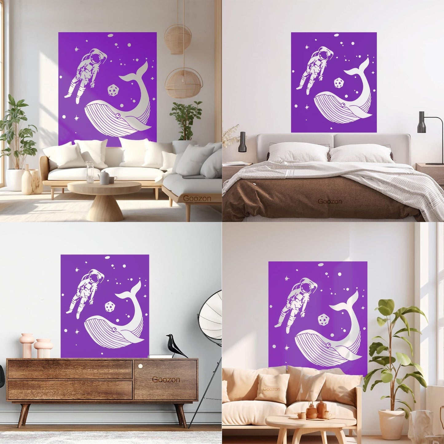 Vinyl Wall Decals Space Astronaut Kids Whale Fish Fantasy Removable Without Leaving Glue
