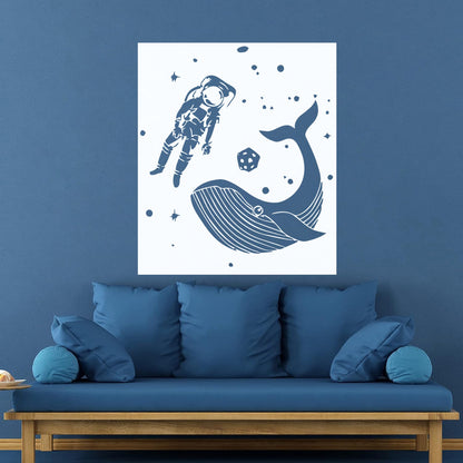Vinyl Wall Decals Space Astronaut Kids Whale Fish Fantasy Removable Without Leaving Glue