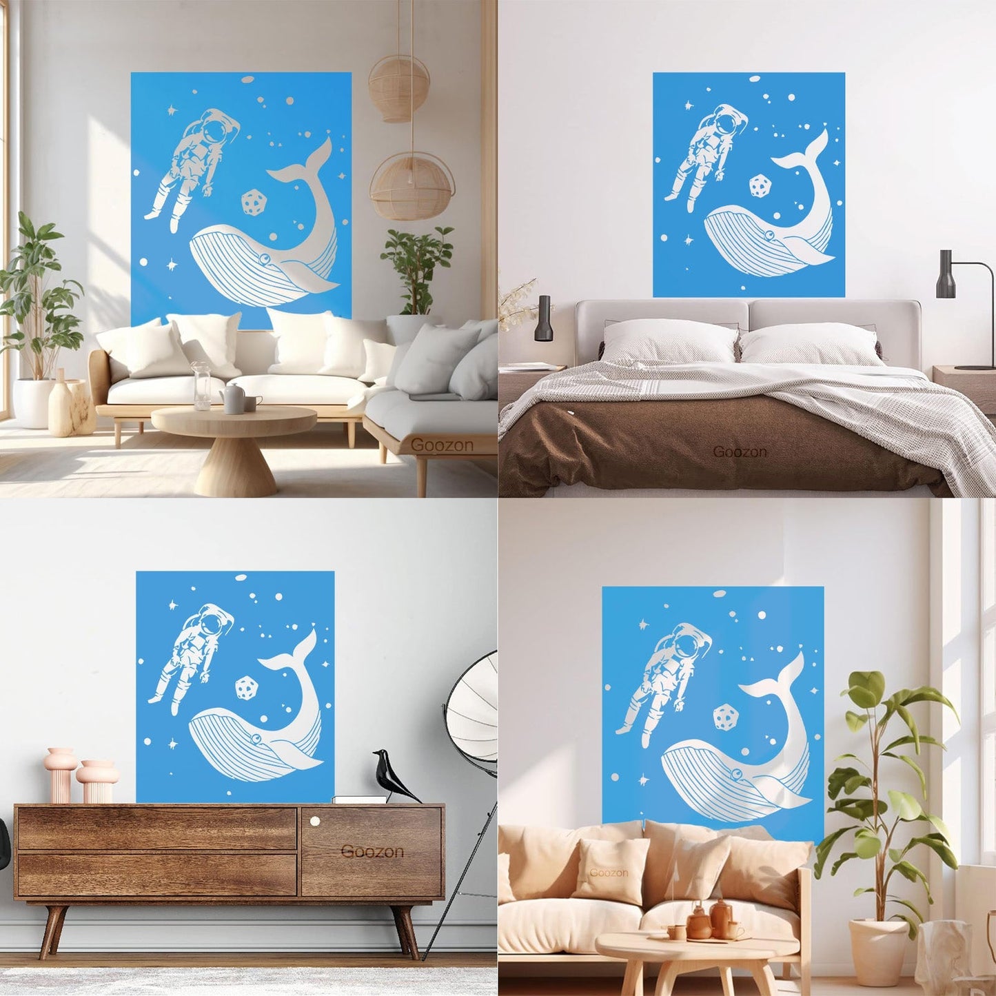 Vinyl Wall Decals Space Astronaut Kids Whale Fish Fantasy Removable Without Leaving Glue