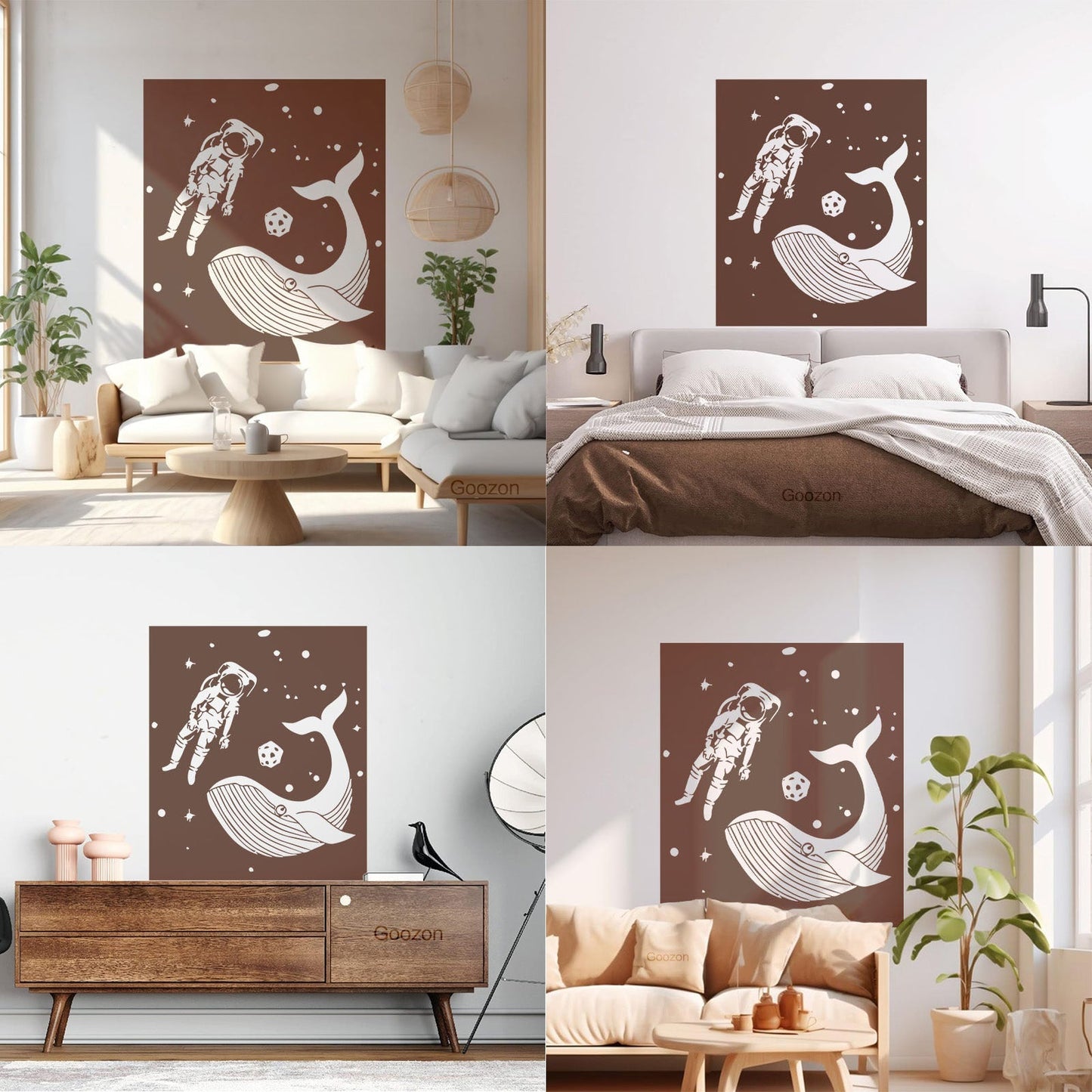 Vinyl Wall Decals Space Astronaut Kids Whale Fish Fantasy Removable Without Leaving Glue