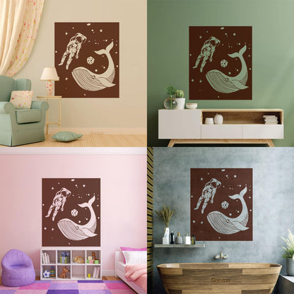 Vinyl Wall Decals Space Astronaut Kids Whale Fish Fantasy Removable Without Leaving Glue