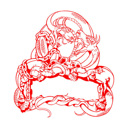 Engraving Decals Two Dragon Skull Snake Fighting Fantasy Lizard Self Adhesive