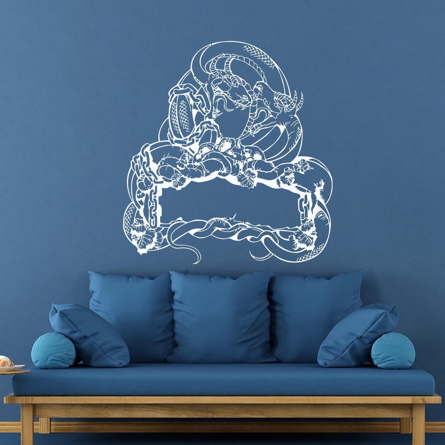 Engraving Decals Two Dragon Skull Snake Fighting Fantasy Lizard Self Adhesive