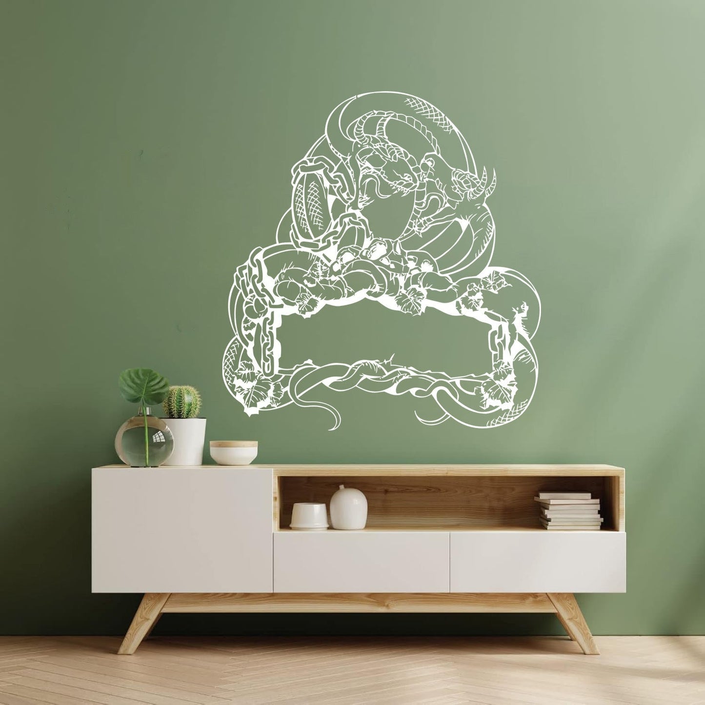 Engraving Decals Two Dragon Skull Snake Fighting Fantasy Lizard Self Adhesive