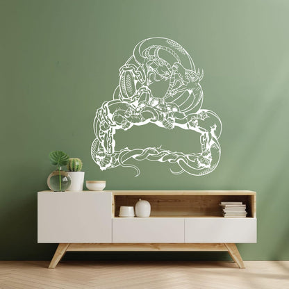 Engraving Decals Two Dragon Skull Snake Fighting Fantasy Lizard Self Adhesive