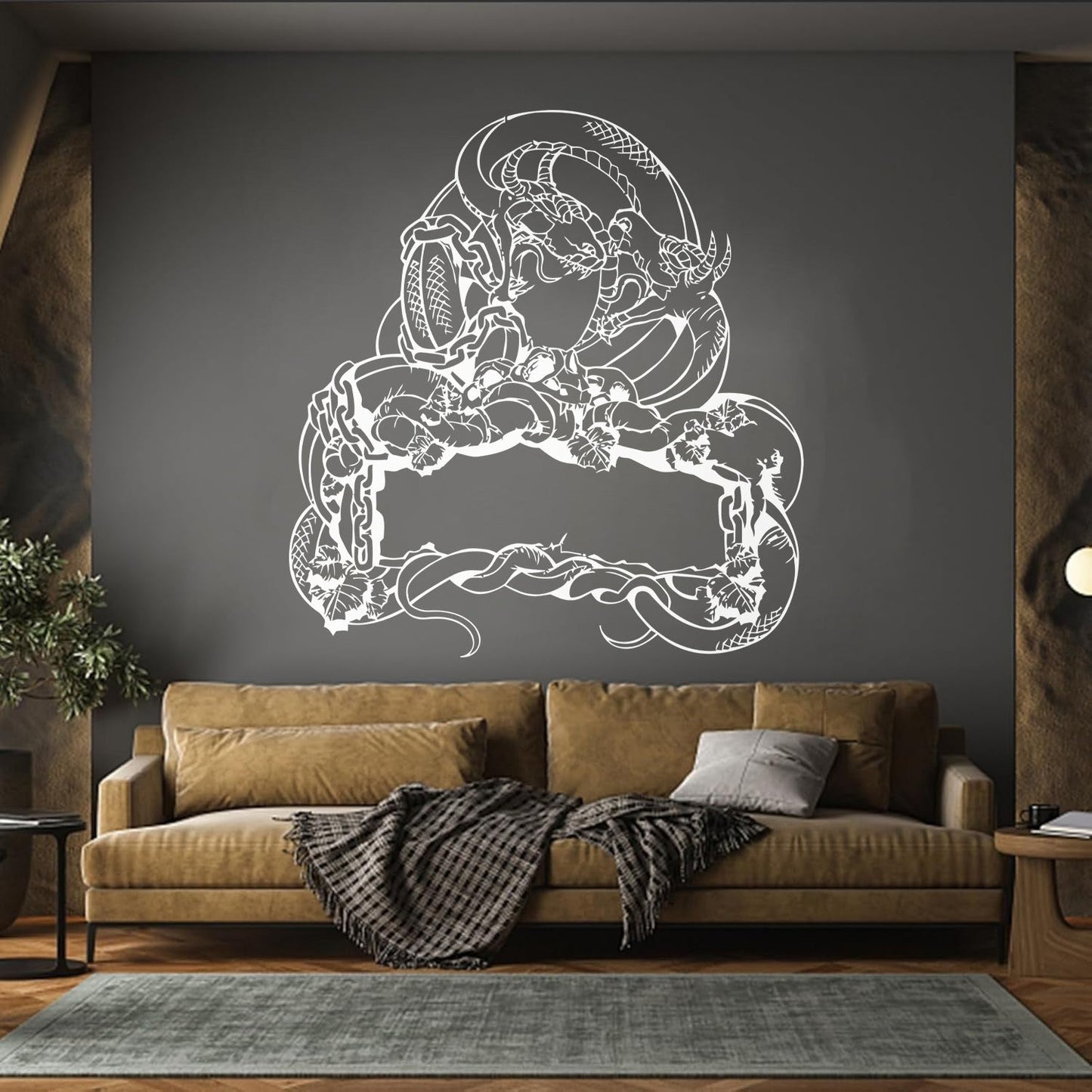 Engraving Decals Two Dragon Skull Snake Fighting Fantasy Lizard Self Adhesive