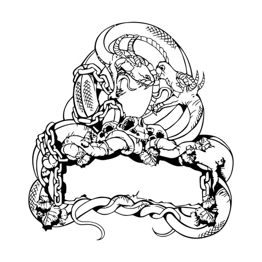 Engraving Decals Two Dragon Skull Snake Fighting Fantasy Lizard Self Adhesive