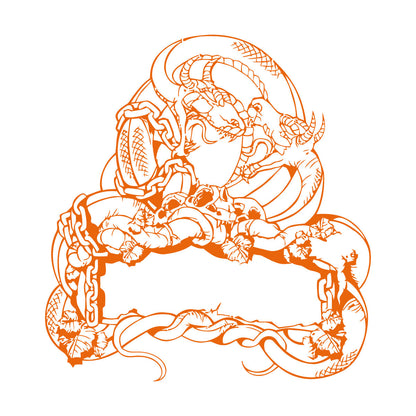 Engraving Decals Two Dragon Skull Snake Fighting Fantasy Lizard Self Adhesive