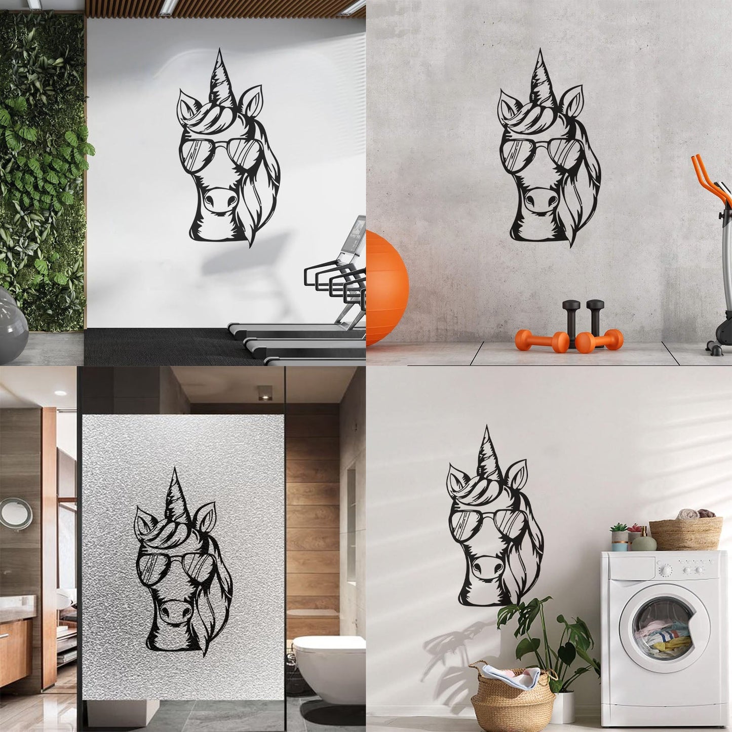 Wall Stickers Paster Paper Unicorn Sunglasses Animal Fantasy Fairy Tale Multi Color Selection