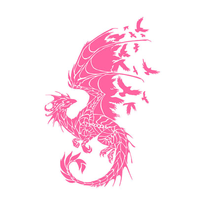 Wall Vinyl Sticker Decor Dragon Birds Fantasy Fairytale Gothic Abstract Equipped With Transfer Film Kit