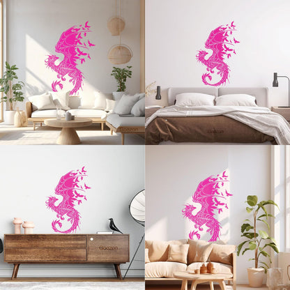 Wall Vinyl Sticker Decor Dragon Birds Fantasy Fairytale Gothic Abstract Equipped With Transfer Film Kit