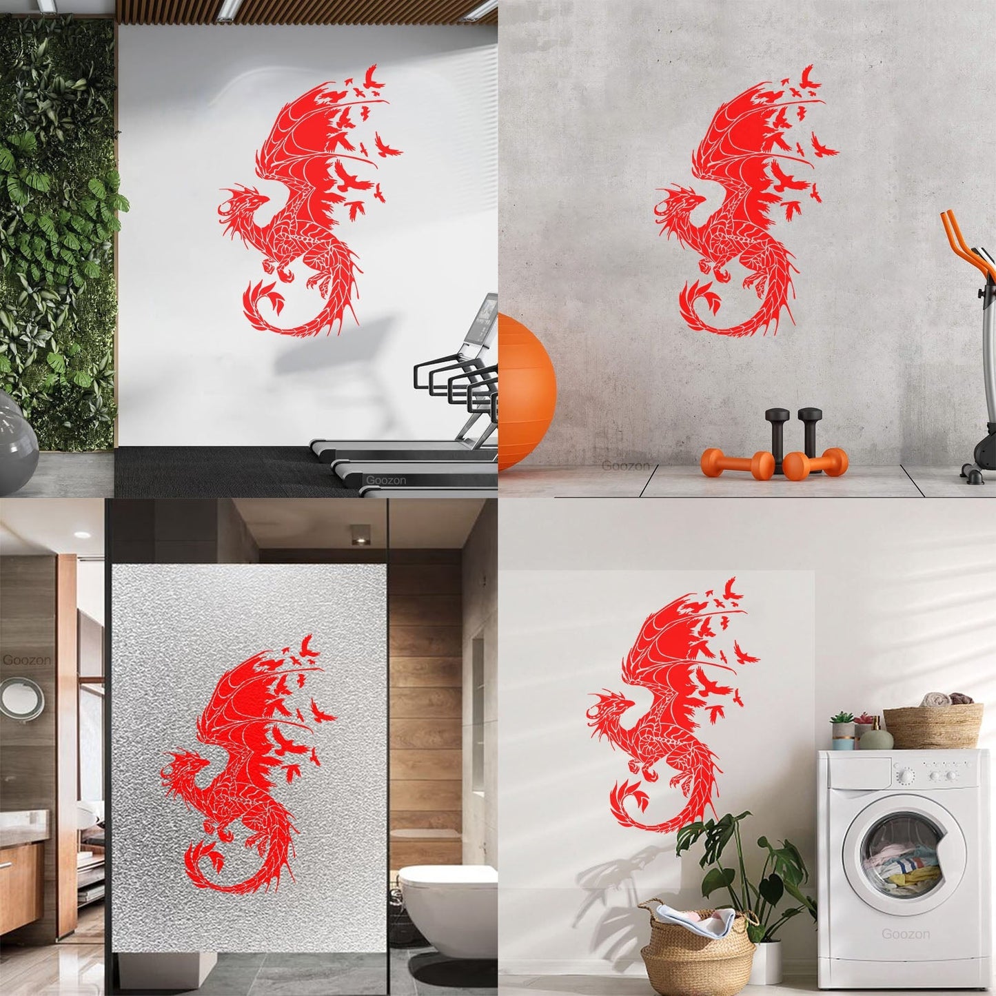 Wall Vinyl Sticker Decor Dragon Birds Fantasy Fairytale Gothic Abstract Equipped With Transfer Film Kit
