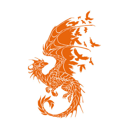 Wall Vinyl Sticker Decor Dragon Birds Fantasy Fairytale Gothic Abstract Equipped With Transfer Film Kit