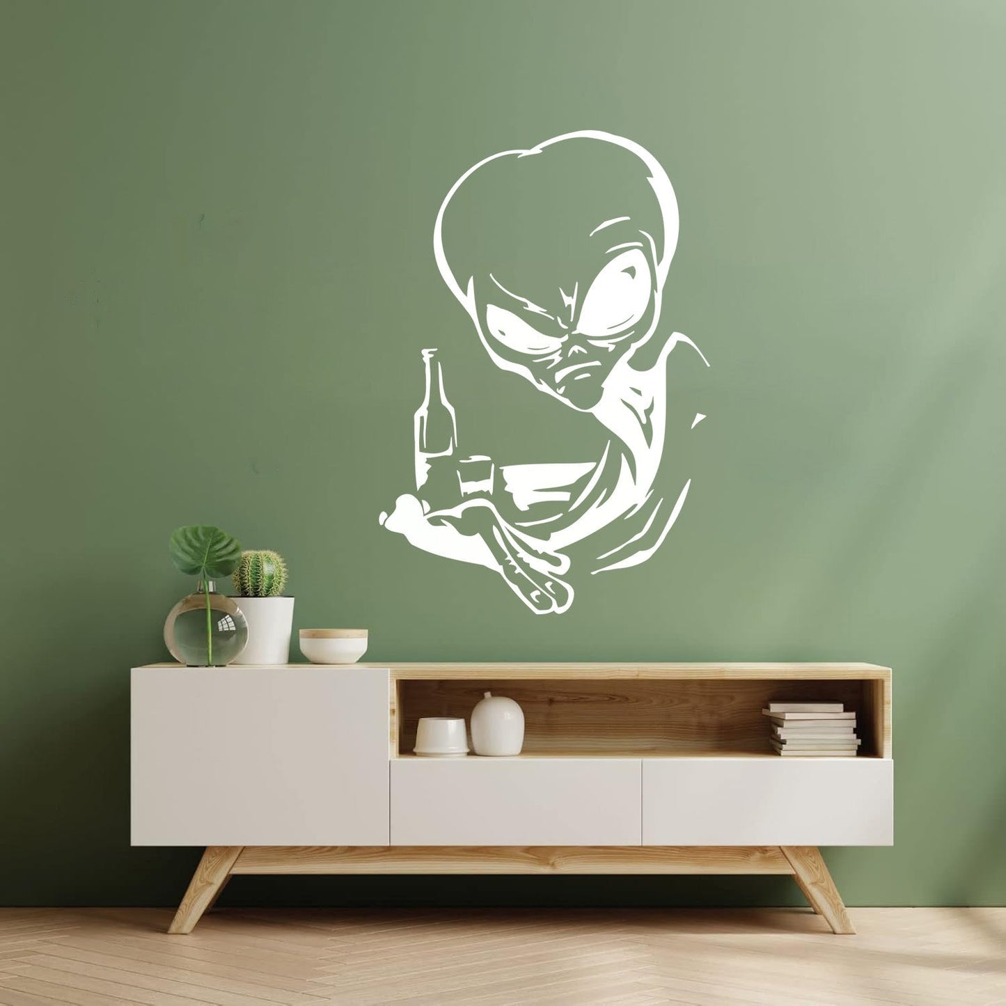 Wall Stickers Drinking Alien Ufo Space Fantasy Drinking Art Mural Painting