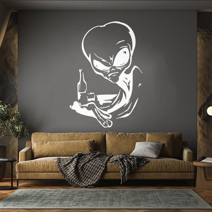 Wall Stickers Drinking Alien Ufo Space Fantasy Drinking Art Mural Painting