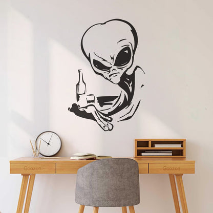 Wall Stickers Drinking Alien Ufo Space Fantasy Drinking Art Mural Painting