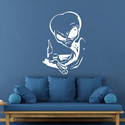 Wall Stickers Drinking Alien Ufo Space Fantasy Drinking Art Mural Painting