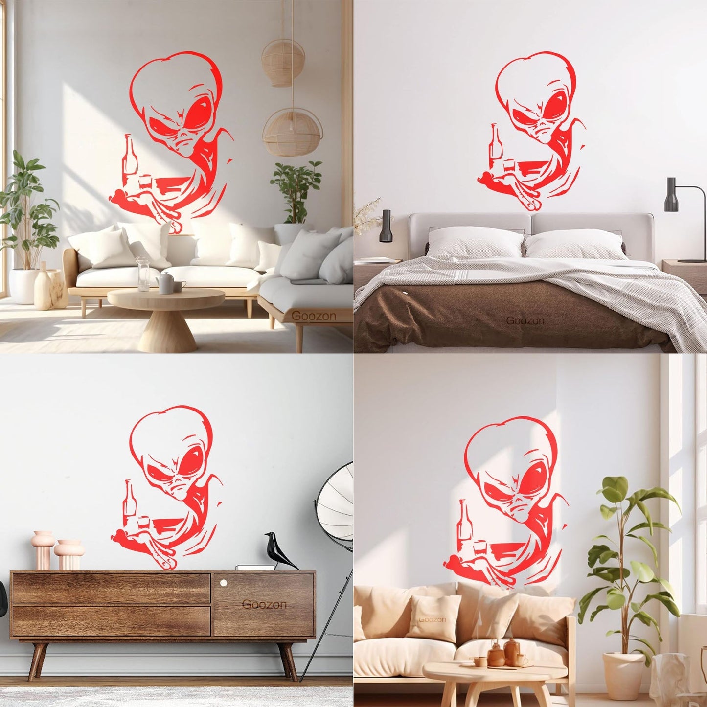 Wall Stickers Drinking Alien Ufo Space Fantasy Drinking Art Mural Painting