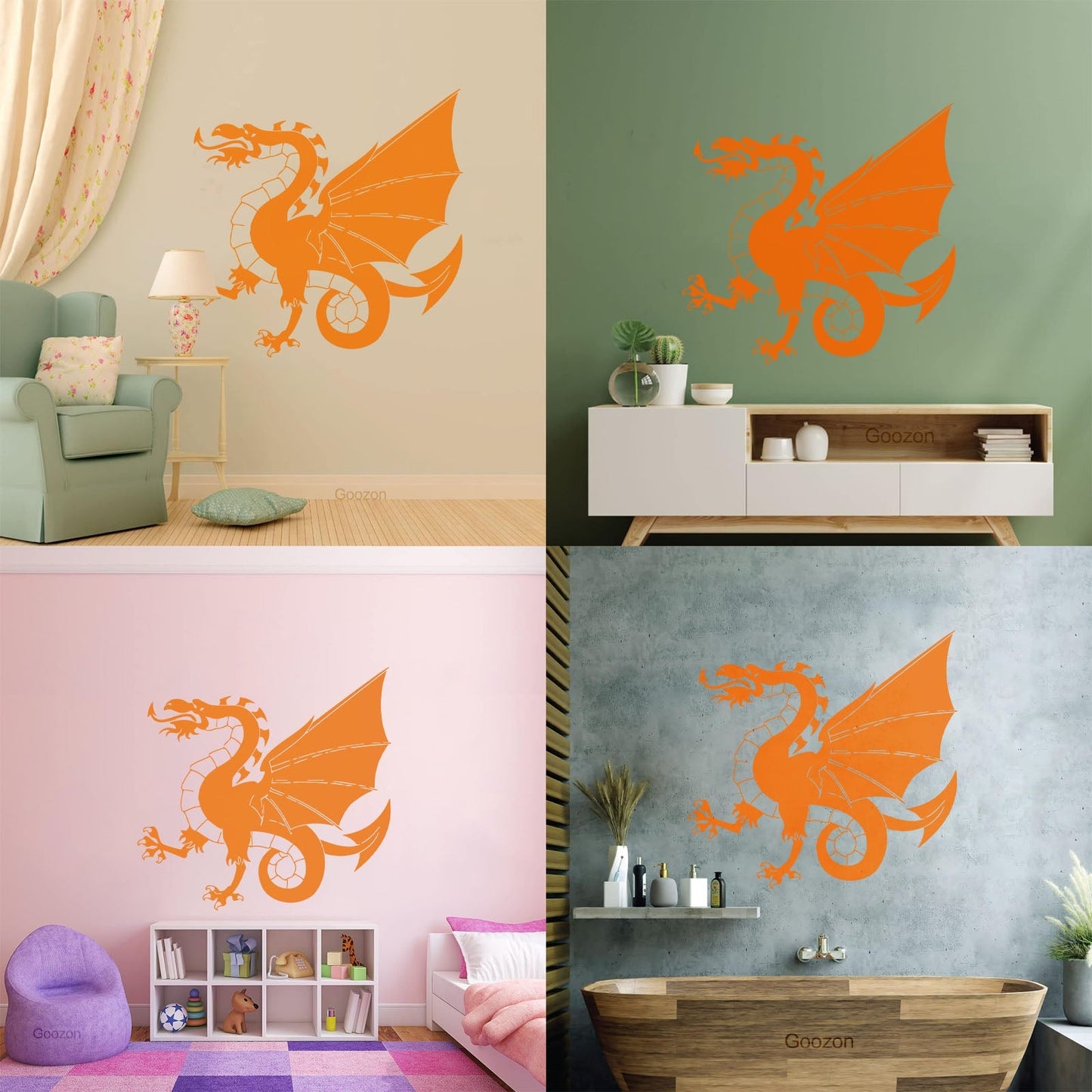 Fine Carving Decals Chinese Dragon Fantasy Myth Kids Multiple Size Options