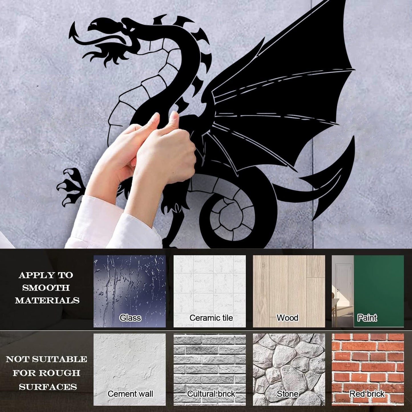 Fine Carving Decals Chinese Dragon Fantasy Myth Kids Multiple Size Options