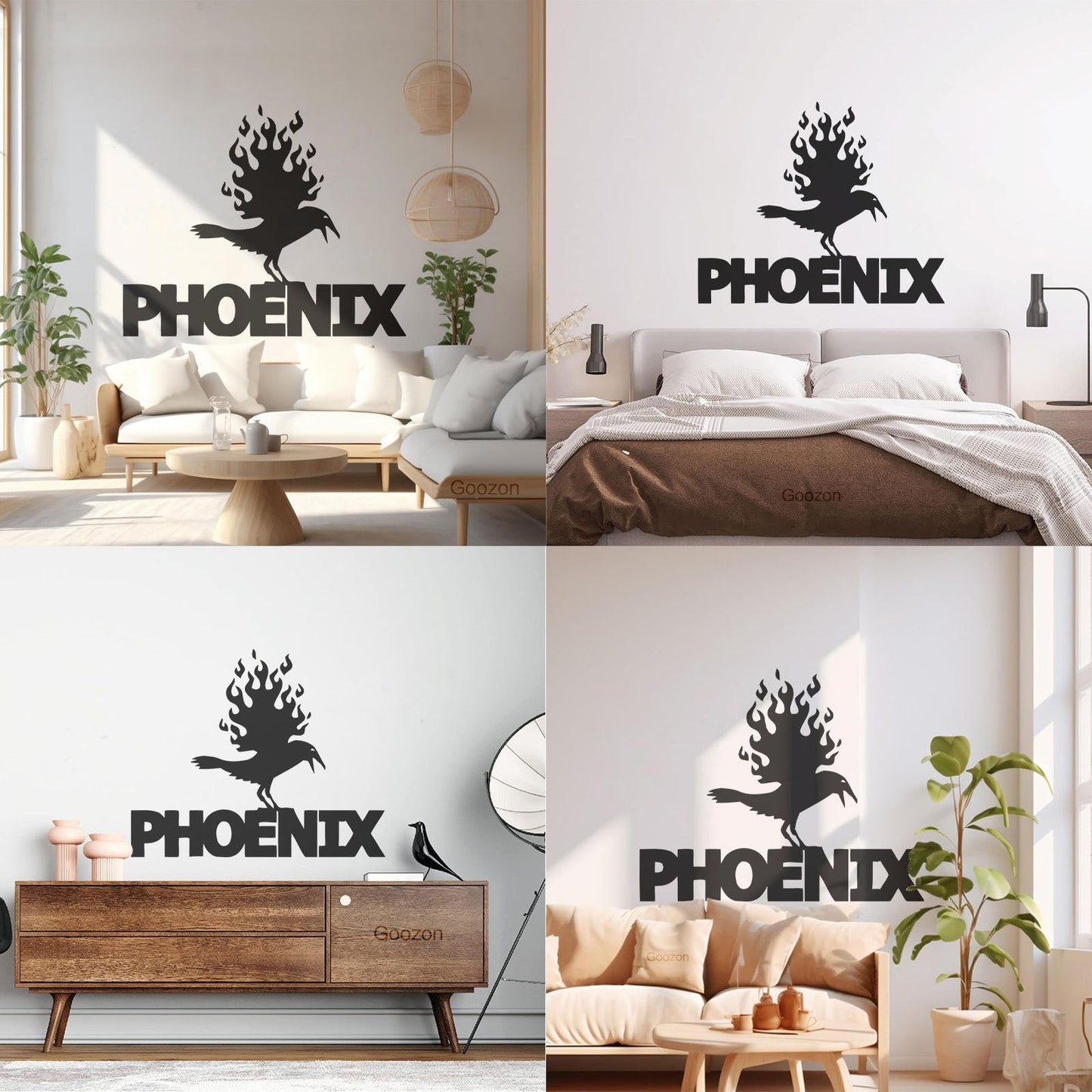 Wall Stickers Paster Paper Phoenix Fire Bird Mythical Fantasy Removable Without Leaving Glue